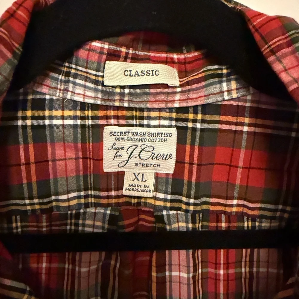 J. Crew Classic Long Sleeve Plaid Button Up Shirt Casual Organic Cotton XL